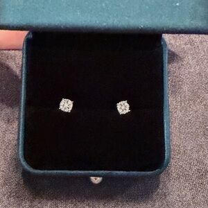 Sparkling 10k White Gold and Diamond Stud Earrings